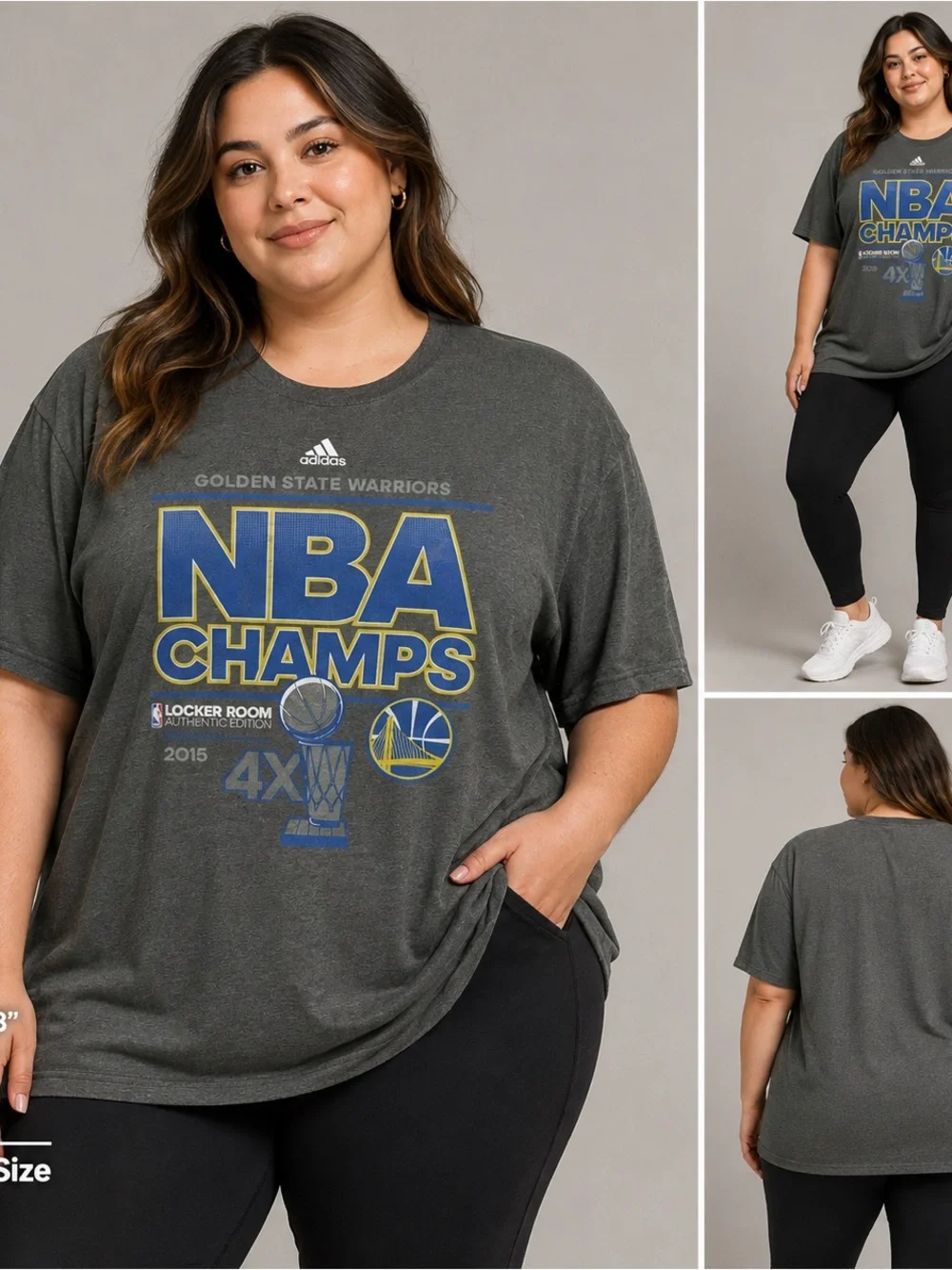 Adidas Golden State Warriors 2015 NBA Champions T-Shirt Men’s 2XL Gray